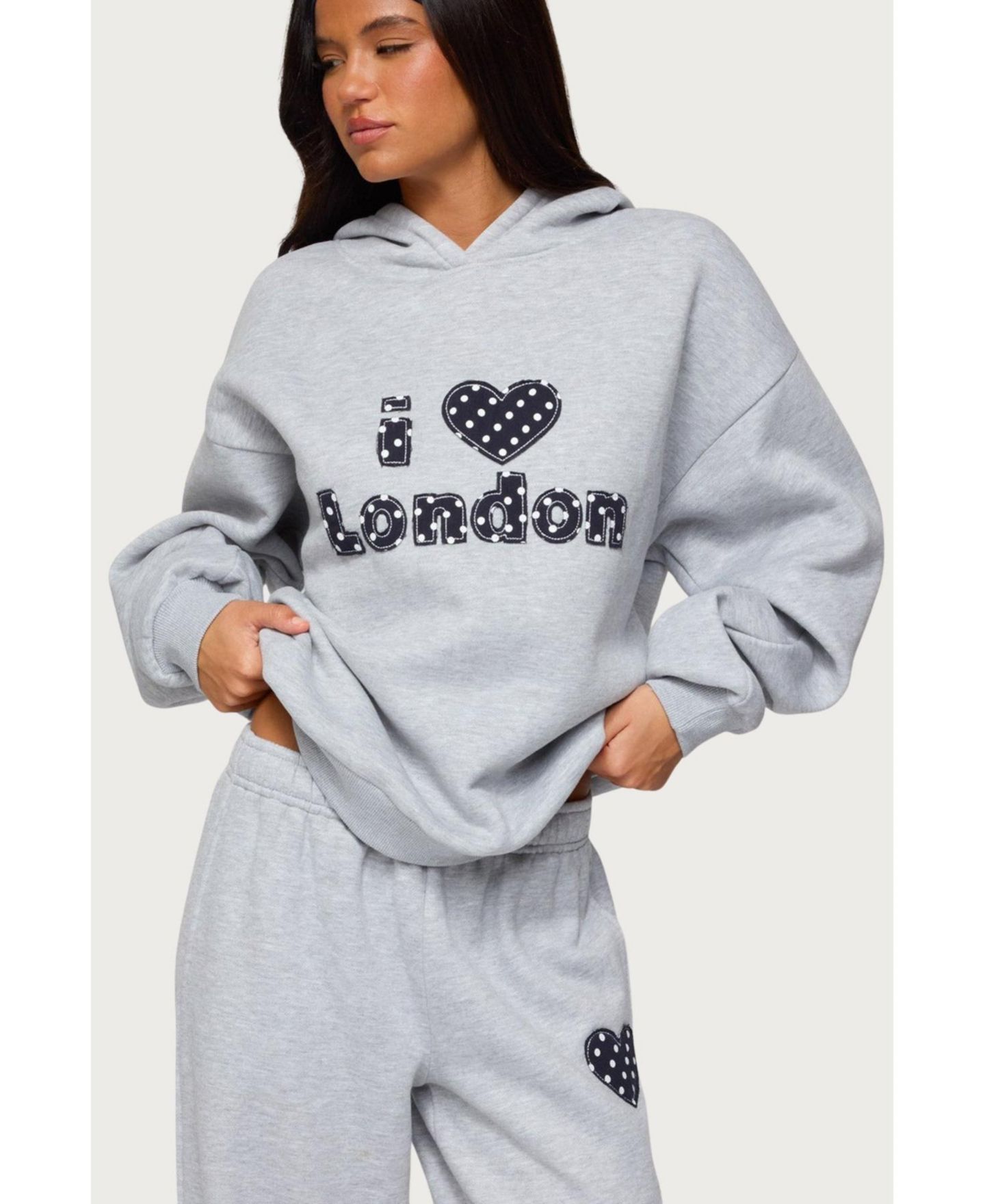 Женское худи Edikted I Heart London, цвет: Серый меланжевый — фото 1