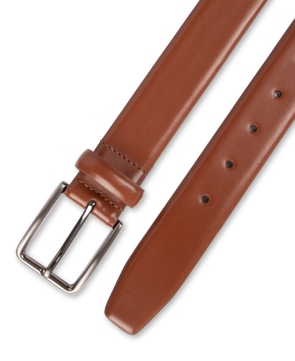 Alfani Men's Modern Feather Edge Saffiano Dress Belt, Macy's Exclusive In Brown