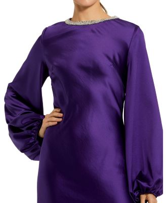 Women's High Neck Long Sleeve Crystal Detail Dress