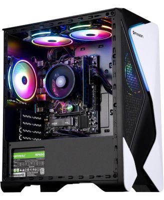 Prebuilt Gaming PC - AMD Ryzen 7 5700G, 16GB RAM, 1TB Gen4 SSD, Radeon Graphics, Windows 11 Home - White & Black Ready for Gaming