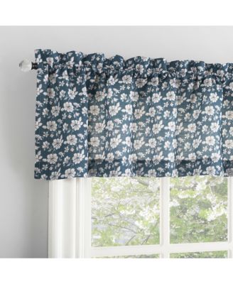 Marist Floral Semi-Sheer Rod Pocket Kitchen Curtain Valance