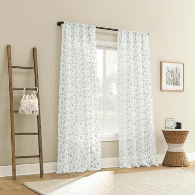 Briarwood Delicate Leaf Textured Sheer Rod Pocket Curtain Panel