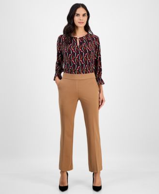 Petite Pull-On Straight-Leg Pants