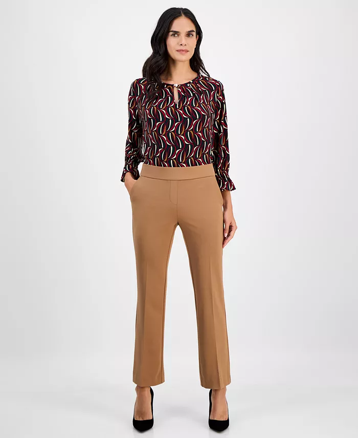 AK Anne Klein Petite Pull-On Straight-Leg Pants - thumbnail 5
