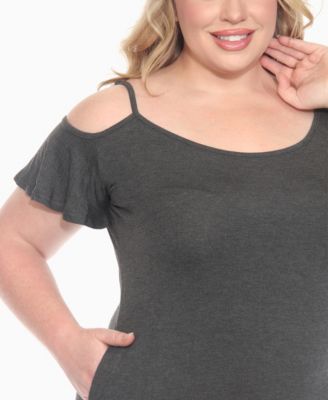 Plus Size Casual Scoop Neck Flutter Sleeve Knee Length Dress