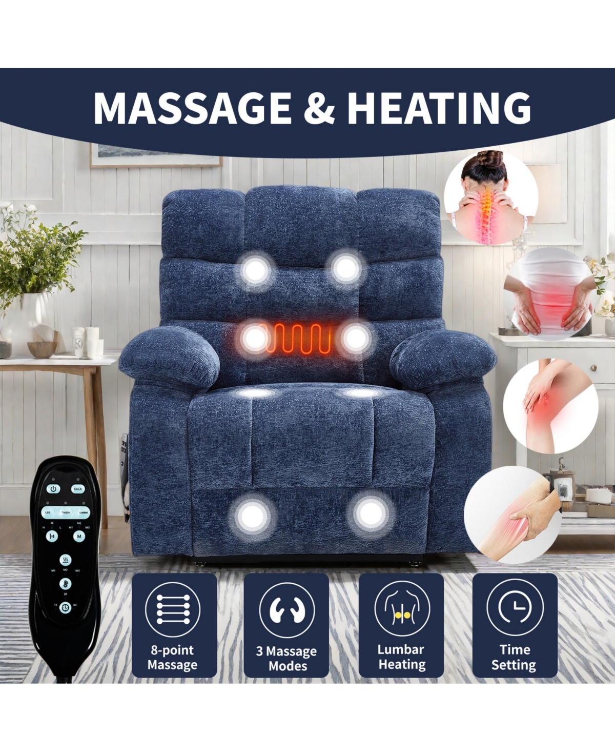 Boyel Living Power Lift Recliner Chair Recliners for Elderly with Heat and Massage Recliner Chair