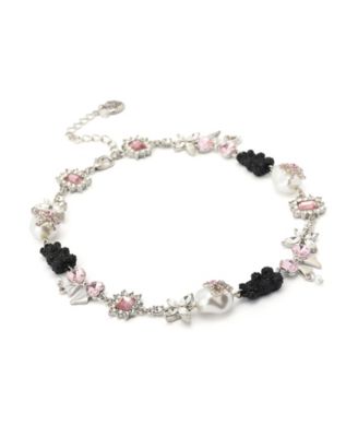 Faux Stone Teddy Bead Charm Collar Necklace