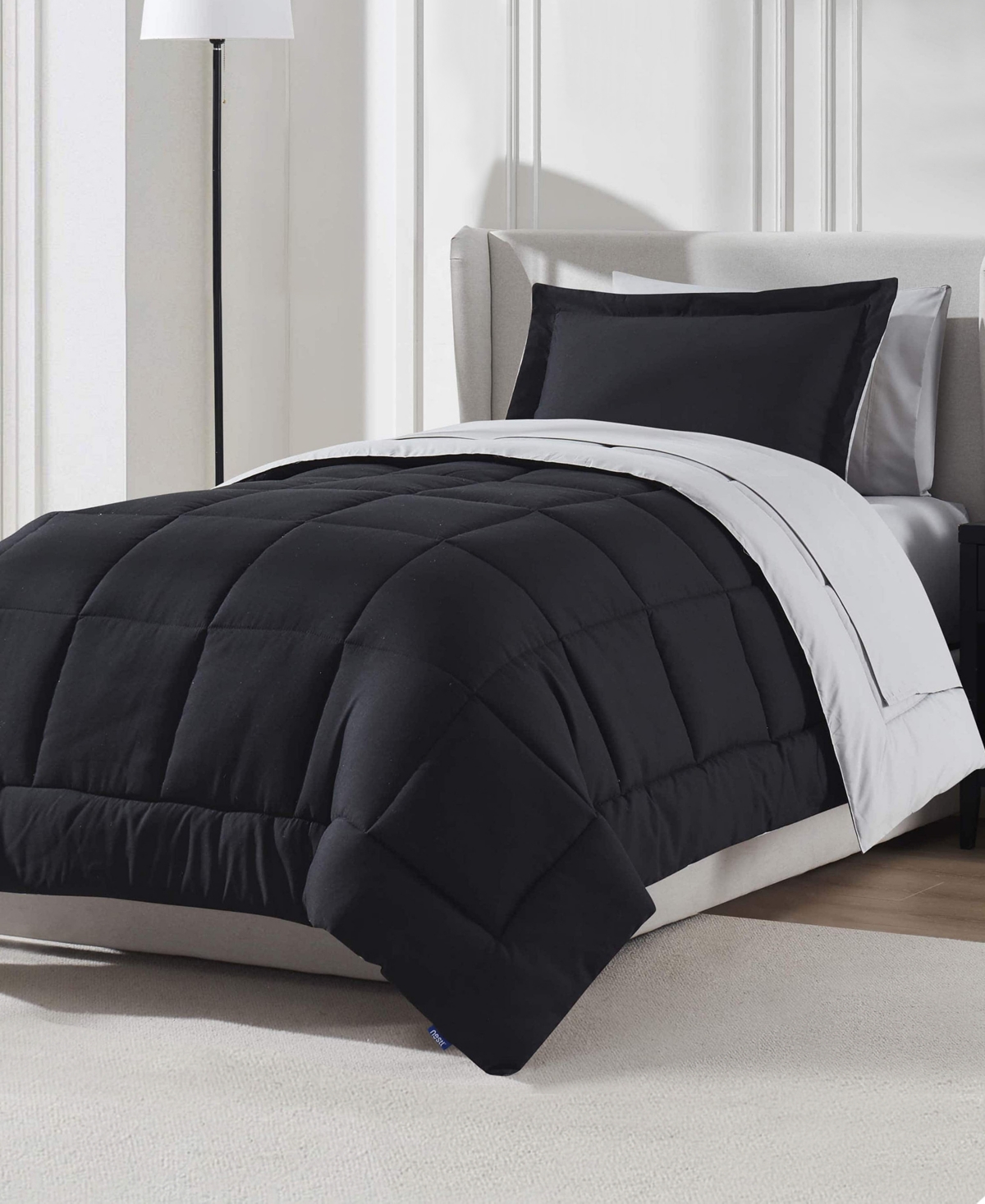Nestl Luxury Soft Reversible 5-pc. Comforter Set, Twin In Black