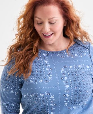 Plus Size Cotton Boat-Neck Top, Macy's Exclusive