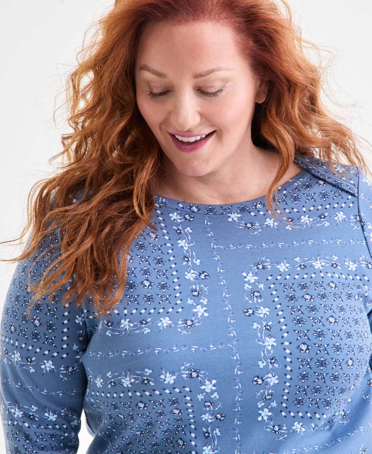 Style & Co Plus Size Cotton Boat-Neck Top, Macy's Exclusive