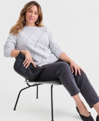 Plus Size Pointelle Boat-Neck Sweater, Macy's Exclusive