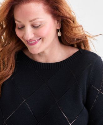 Plus Size Pointelle Boat-Neck Sweater, Macy's Exclusive