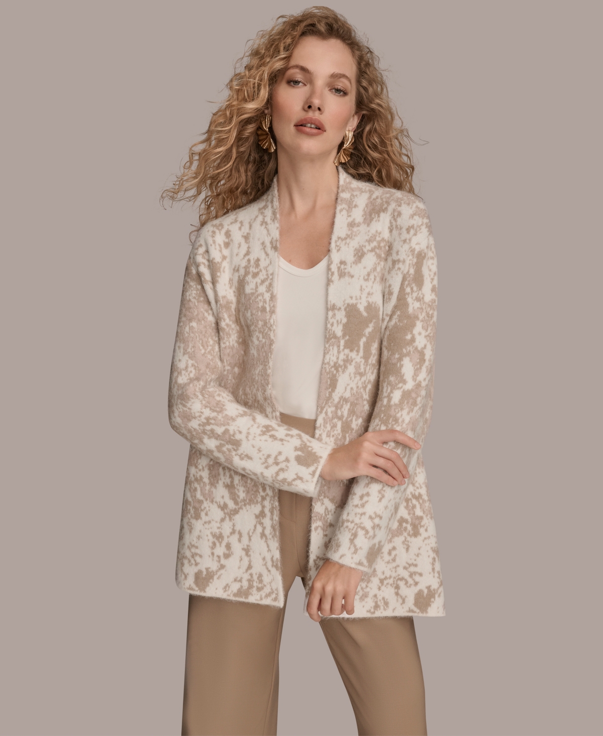 Donna Karan Women's Oversized Long Sleeve Cardigan In Multi