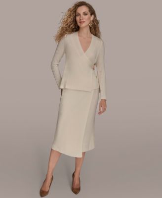 Women's Ribbed V-Neck Long Sleeve Sweater