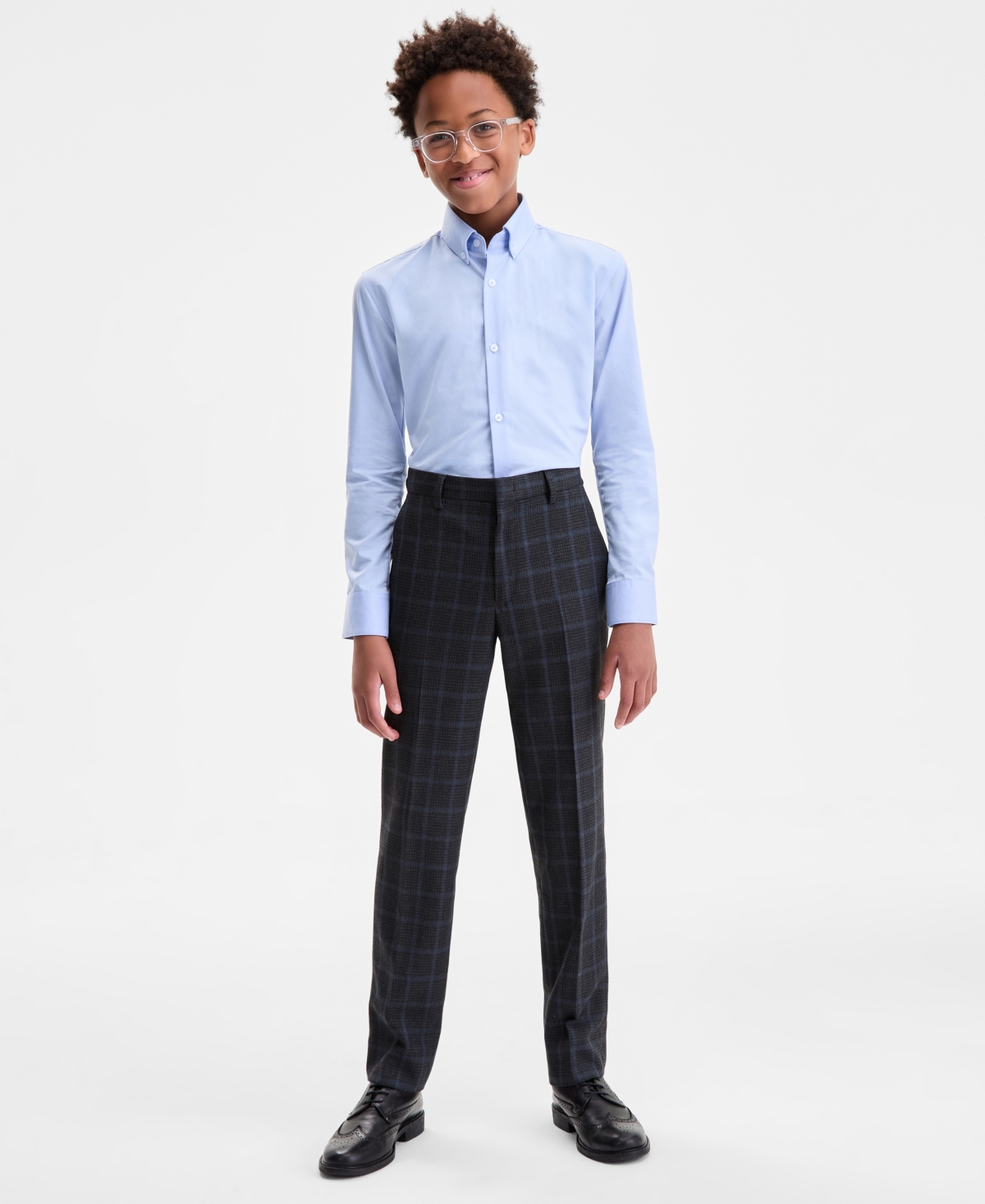 B By Brooks Brothers Big Boys Classic Flat-front Pants In Multi