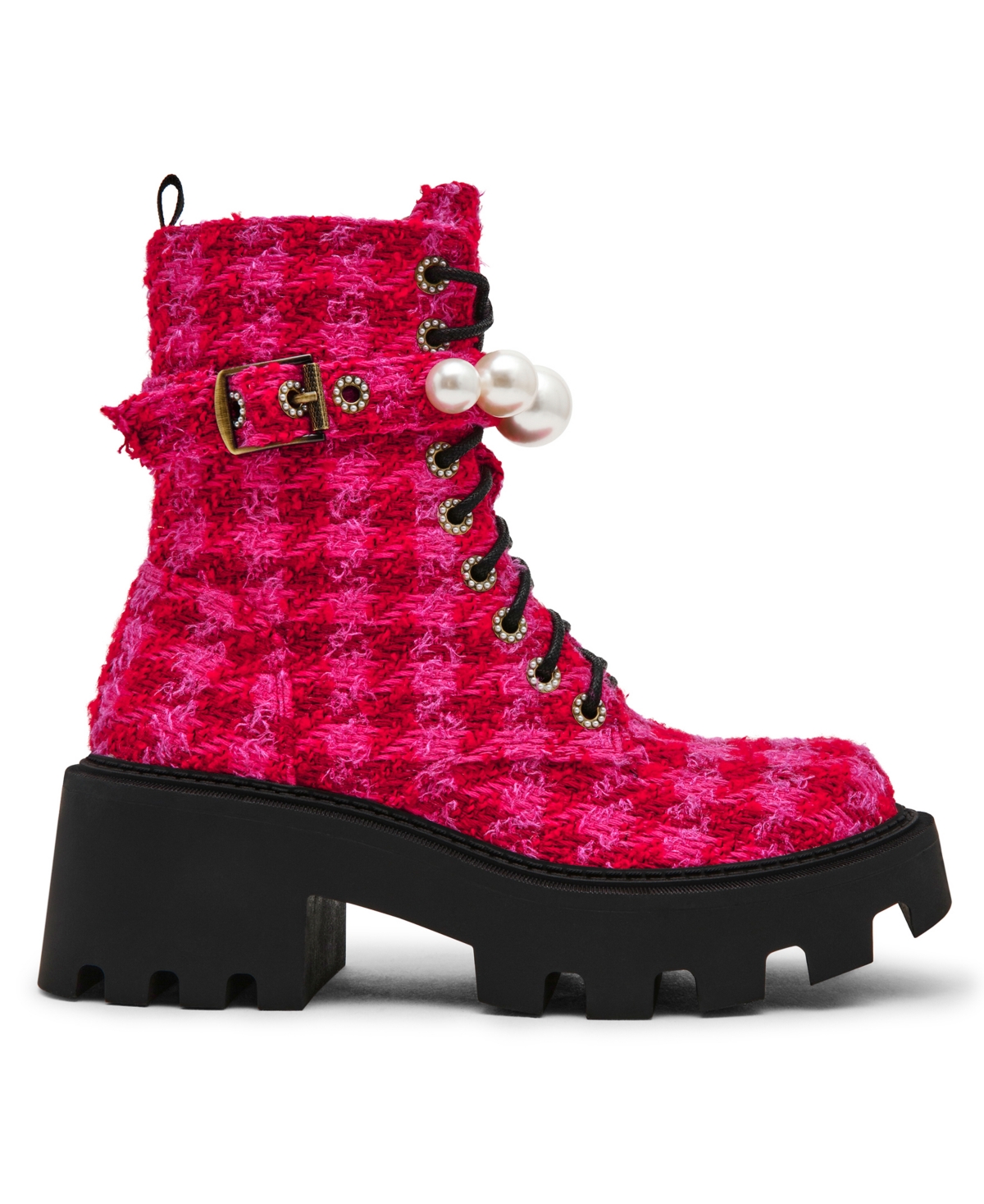 Betsey Johnson Women's Jonnie Embellished Combat Booties In Pink