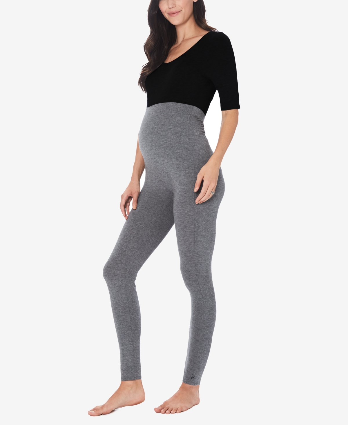 Cuddl Duds Petite Stretch Maternity Leggings In Gray