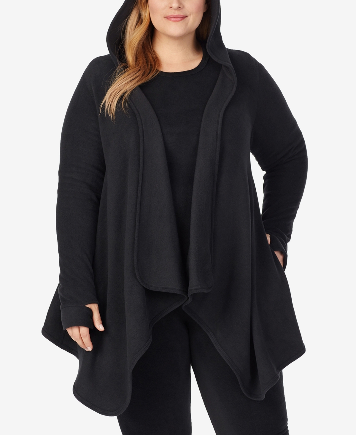 Cuddl Duds Plus Size Hooded Wrap In Black