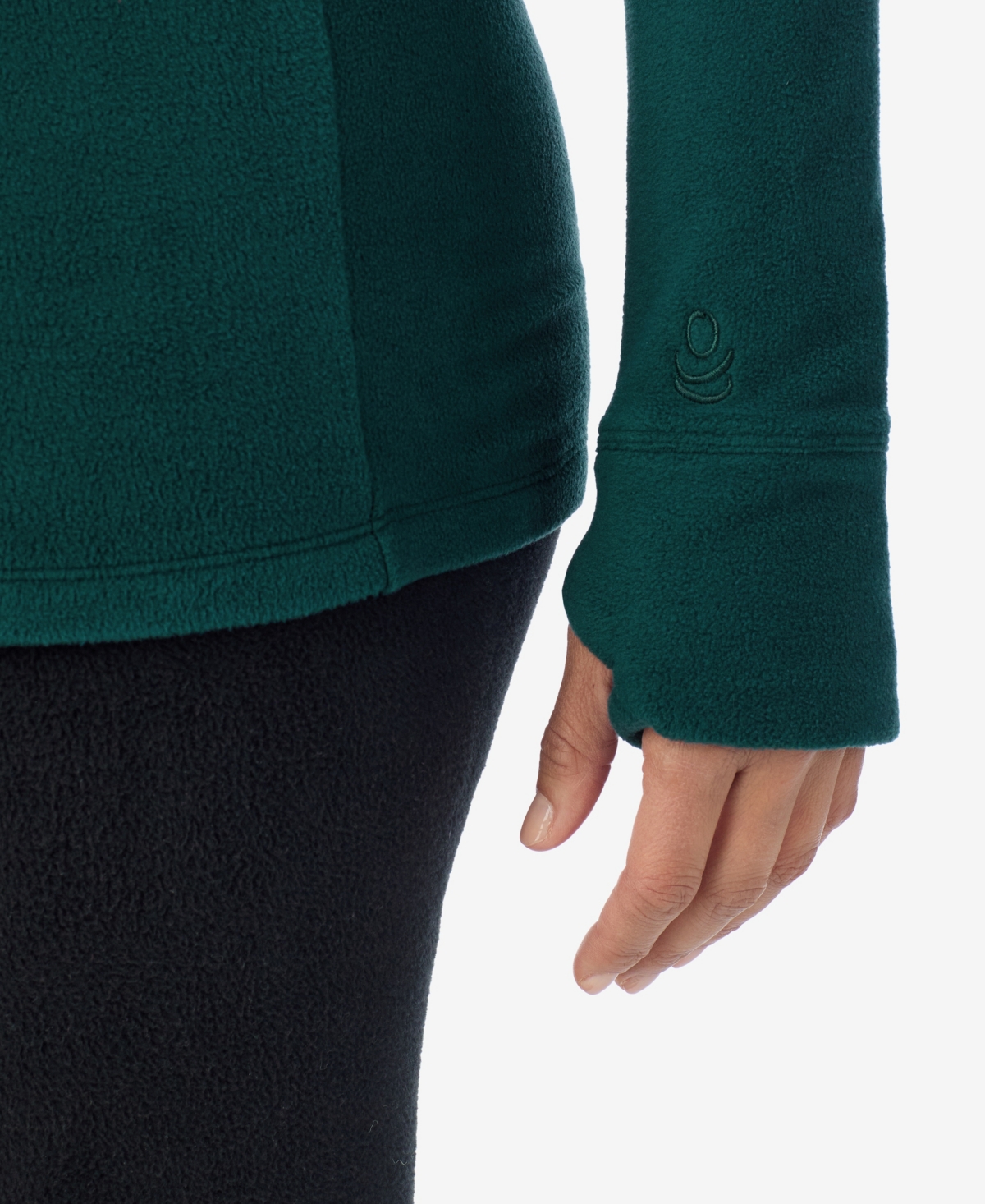 Cuddl Duds Petite Long Sleeve Half-zip Hoodie In Green