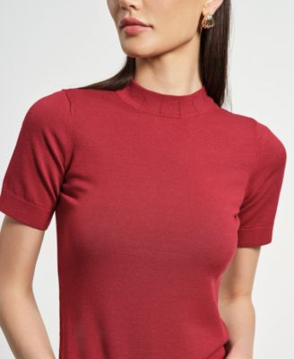 Women's Mock Neck Short Sleeve Sweater