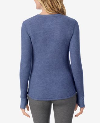 Women's Cozy Stretch Waffle Thermal Long Sleeve Scoop Neck Top