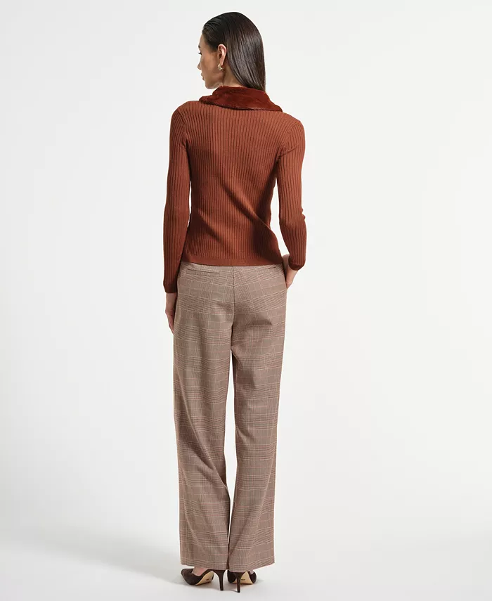 Women's Collar Zip Front Sweater Top - thumbnail 3