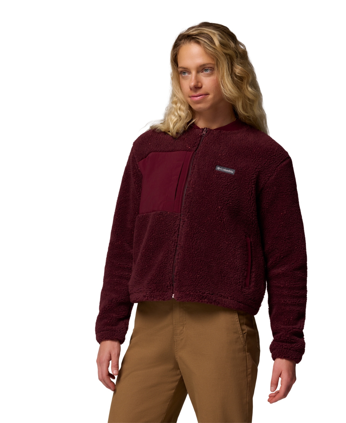 Columbia Women's Stellar Path Full Zip Bomber Jacket In Burgundy