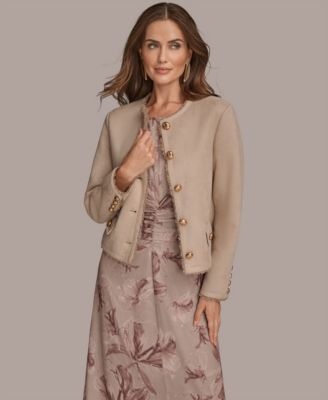 Women's Crewneck Button-Front Boxy Coat