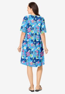 Plus Size Button-Front Short Essential Dress