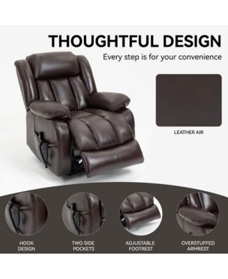 Oversized Faux Leather Recliner Chair – Power Lift, Dual Motor, Massage & Heat, 350 lbs Capacity – Electric Chair for Seniors