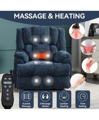 Chenille Power Lift Recliner for Seniors with Heat & Massage, Dual Motor Electric Chair, Infinite Position