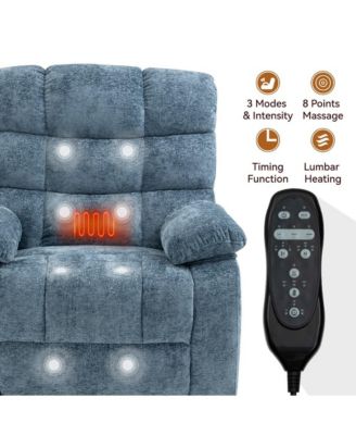 Oversized Chenille Power Lift Chair with Massage & Heat, Dual Motor Electric Recliner, Infinite Position