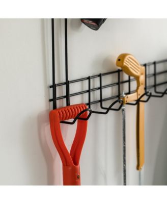  26&amp;#x22; W x 3.25&amp;#x22; D x 12.75&amp;#x22; H Wall Mount Garden Tool Storage Rack Hook On Garage, Garden and Yard, Black