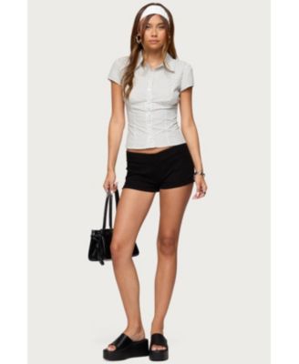 Women's Polka Dot Tailored Button Up Shirt