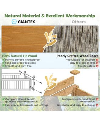 Patio Wooden Raised Garden Bed Rectangular Garden Planter w/ Drainage System