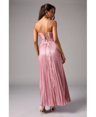 Women's Metallic Pleated Corsage Dress