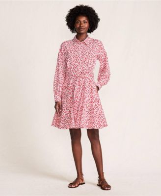 Women's Poplin Button Front Dress with Godets