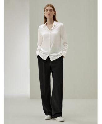 Women's Classic Pearl Button Silk Shirt