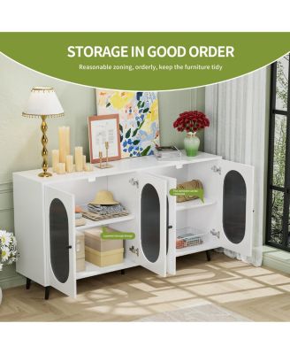 Freestanding Storage Accent Cabinet with Acrylic Doors