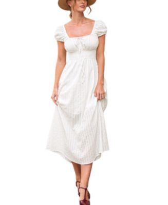 White Midi Beach Dress Loose Beach Dress Linen White Loose Dresses For  Summer Boho Dress