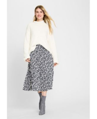 Women's Pull-On Leopard Pleated Skirt