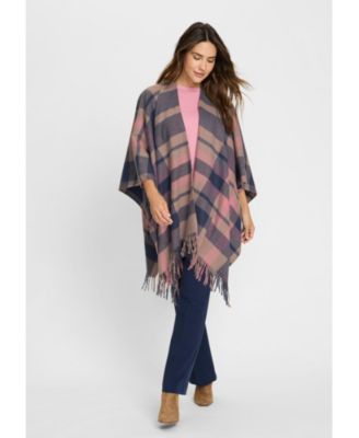 Plaid Cape with Fringe