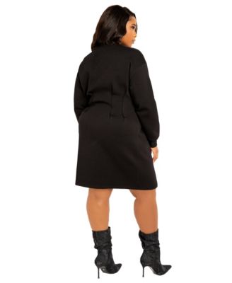 Women's Plus Size Waisted Jersey Mini Dress