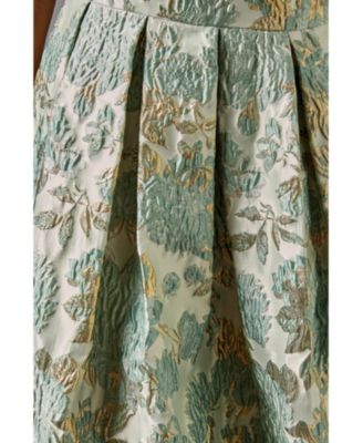 Women's V-Neck Jacquard Midi Dress