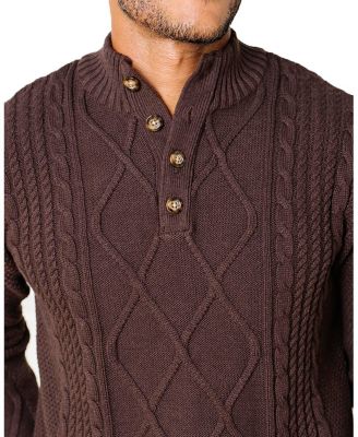 Men's Organic Mock Neck Cable Sweater