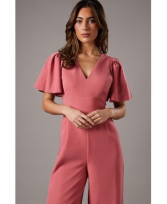 Women's Flutter Sleeve Plunge Jumpsuit