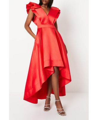 Women's Frill Sleeve V-Neck Midi Dress