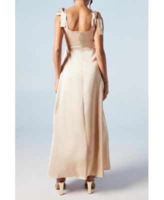 Women's Satin Midi Bridesmaid Dress