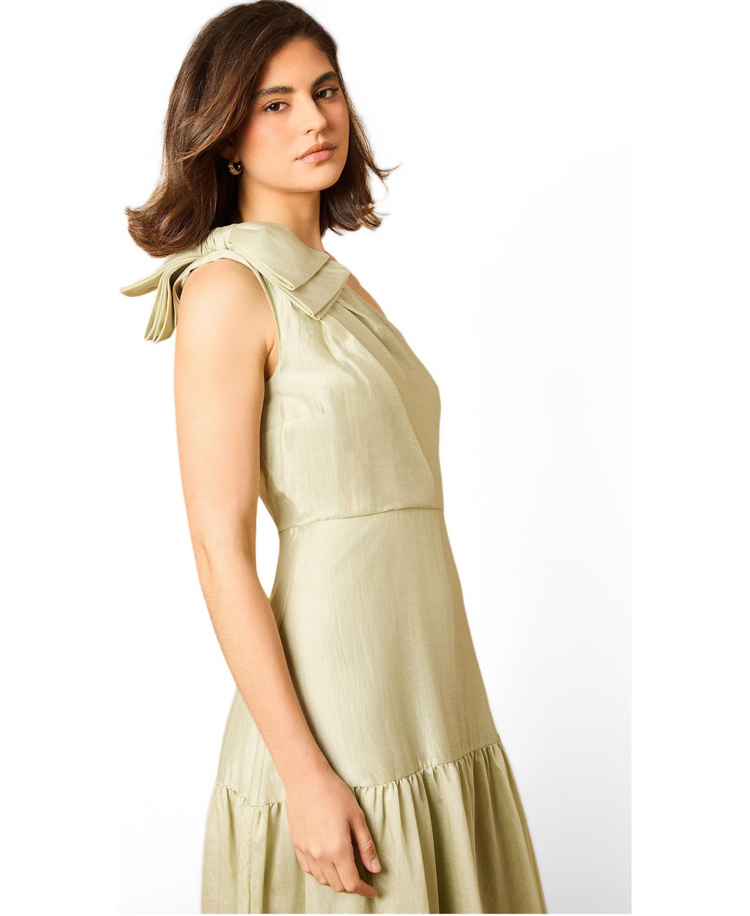 Women's Bow Shoulder Detail Midi Dress