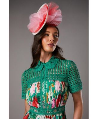 Women's Lisa Tan Lace Pleated Printed Midi Dress